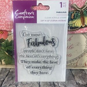 Crafter's Companion Clear Acrylic Stamp NWT Fabulous 1 Piece For Handmade Cards